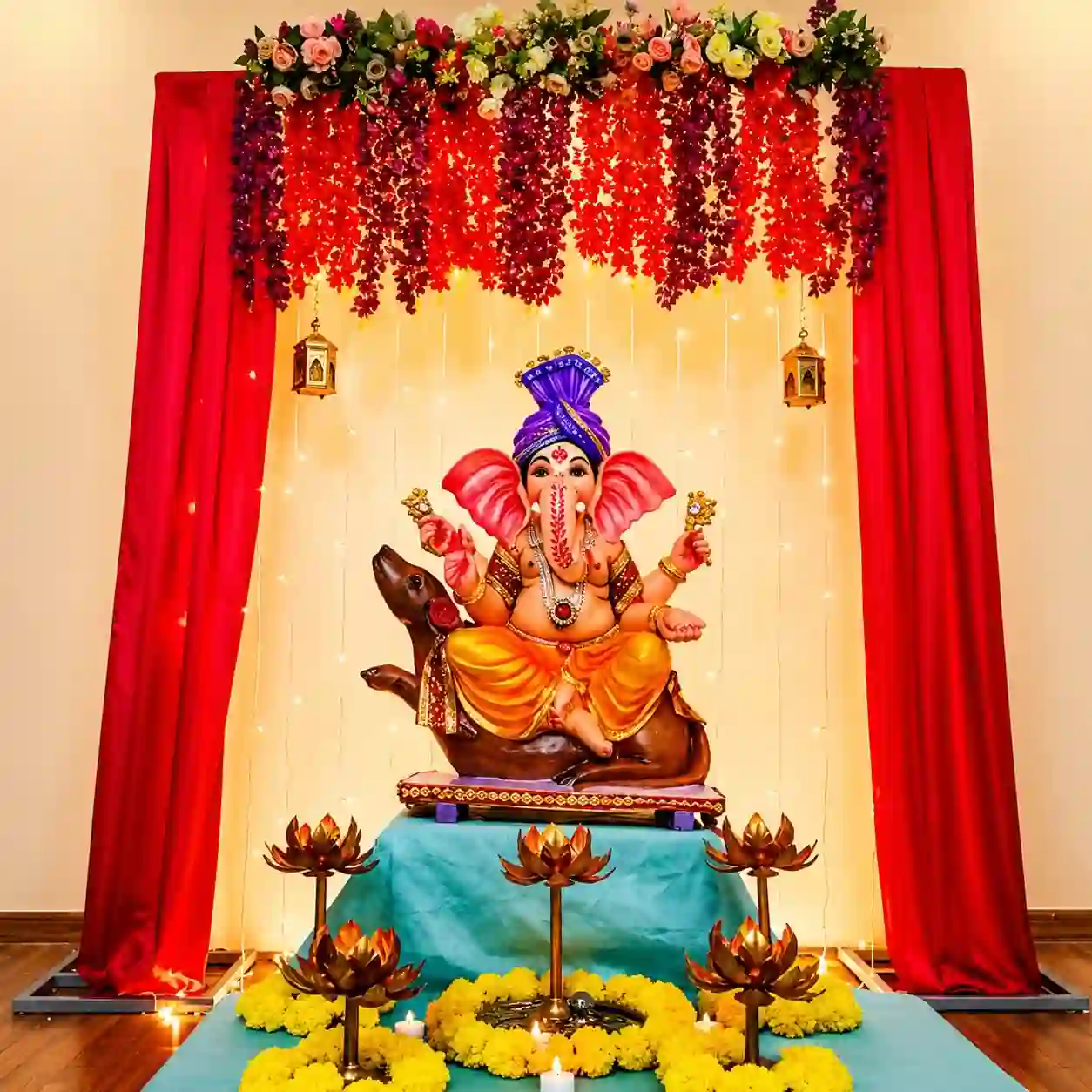 Exotic Flower Ganesh Decor